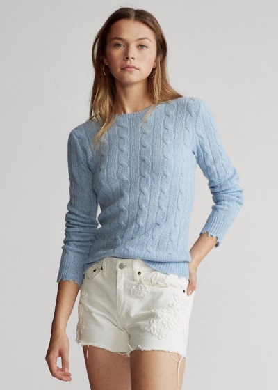 Sueter Polo Ralph Lauren Mujer Azules Claro - Distressed Cashmere - ICDUQ8120